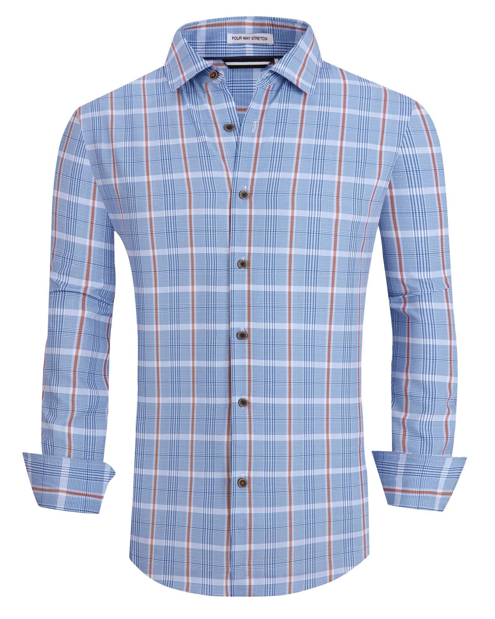 Alex Vando Mens Button Down Shirts Wrinkle Free 4-Way Stretch Print Business Cas