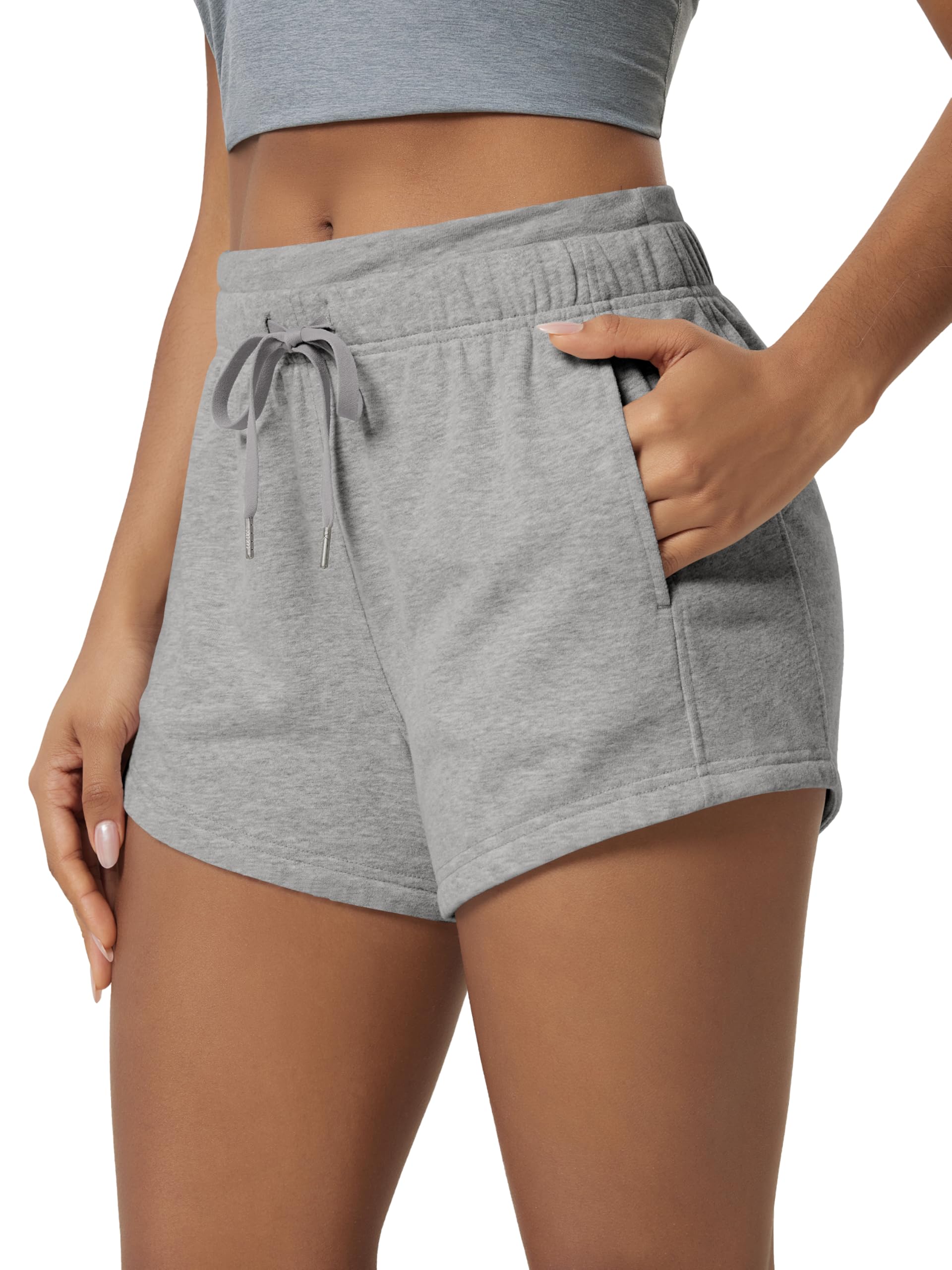 ODODOS Women's Sweat Shorts with Pockets Cotton French Terry Drawstring Summer W