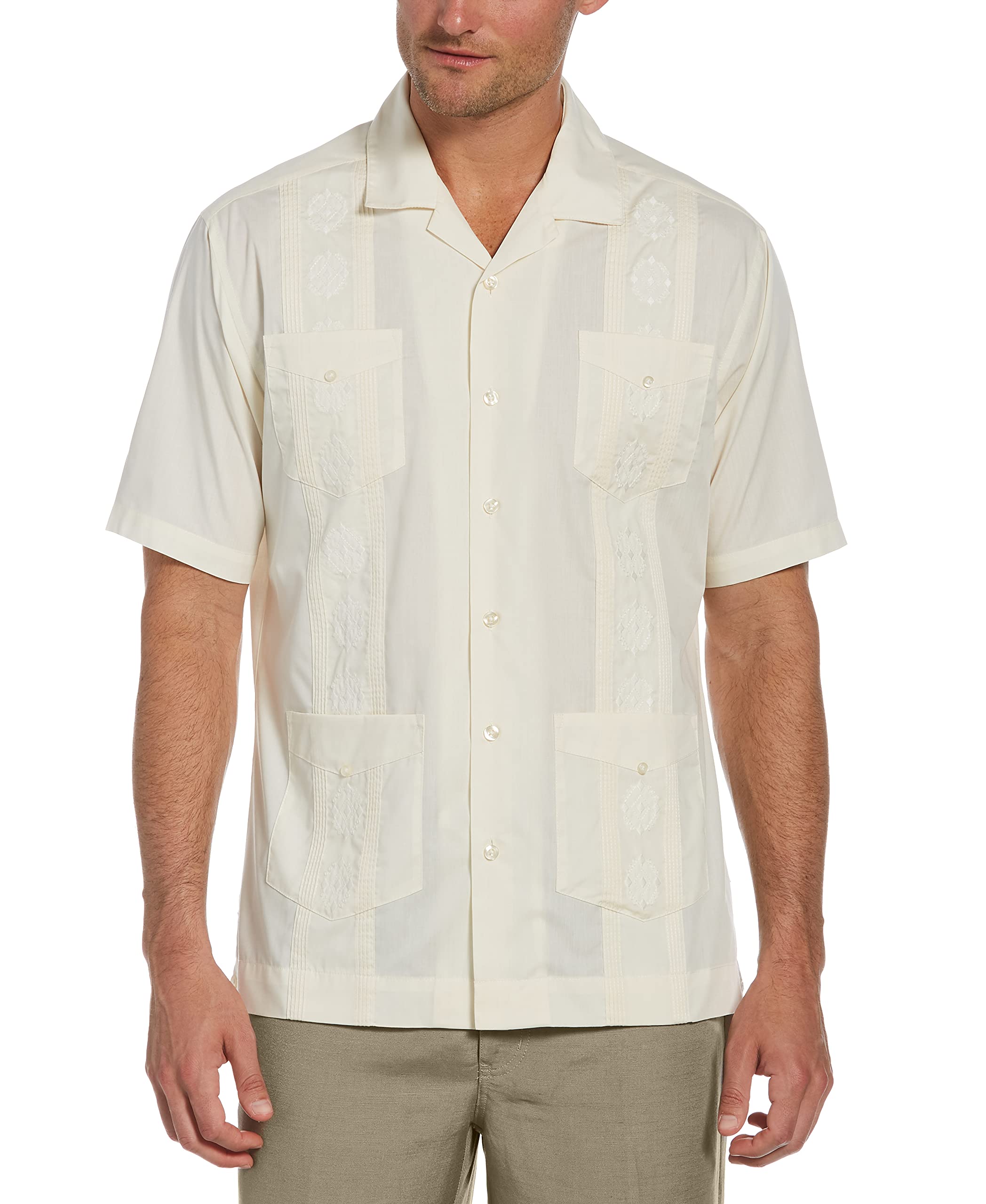 Cubavera Men's Authentic Cuban Style Four-Pocket Embroidered Short-Sleeve Guayab