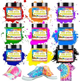 Tie Dye Powder, 9 Colors Clothing Dye, Non Toxic Permanent, Dye for Clothes, Fabric Dye for Kids Women for Homemade Party Creative Group Activities DIY Gift (9 Colors, 2 Ounce)