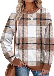 Saloogoe 2025 Fashion Round Neck Long Sleeve Loose Fit Color Block Ribbed Trim Women's Sweatshirts