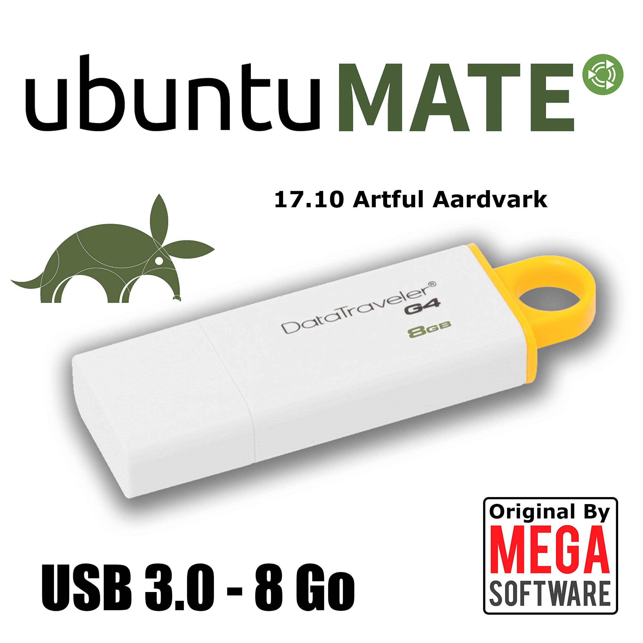 Ubuntu MATE 17.10 Live - 32 & 64 bits - USB 3.0 memory stick - 8 Go