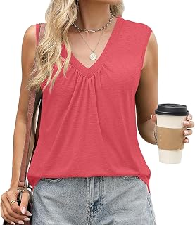 Women Tank Tops Summer Tops for Women V Neck Sleeveless Women Tops Soft Basic Casual Loose Fit Spring Summer Trendy Clothes