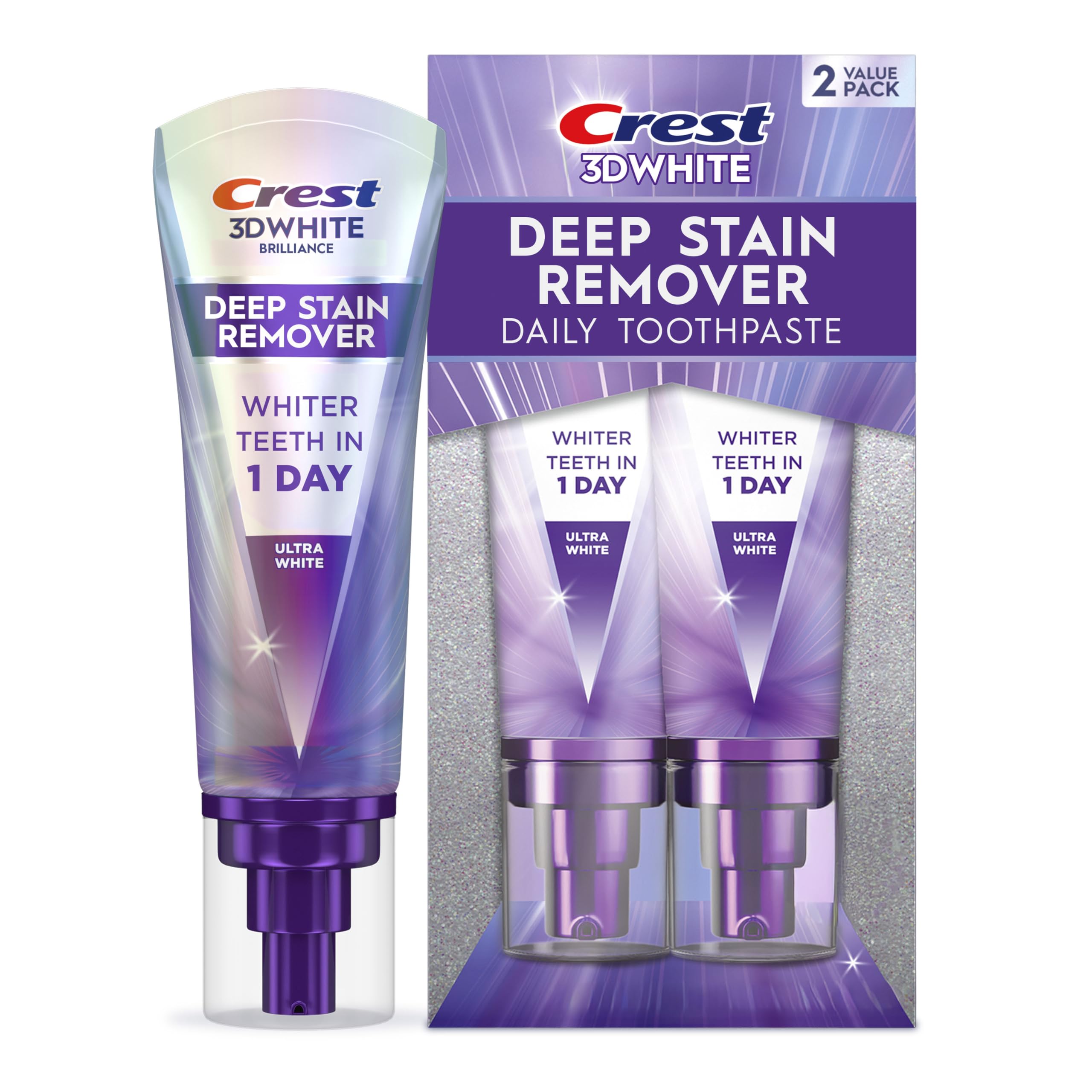 Crest Toothpaste 3DWhite Deep Stain Remover Ultra White - Daily Use - 67mL - Pac