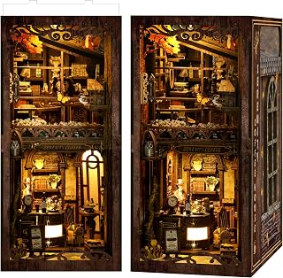 LUMYCE Book Nook Kits for Adults Book Nook Kit Model Kits Craft Kits for Adults - DIY Miniature House Kit for Bookshelf Booknook Tiny House with Sensor Led Light