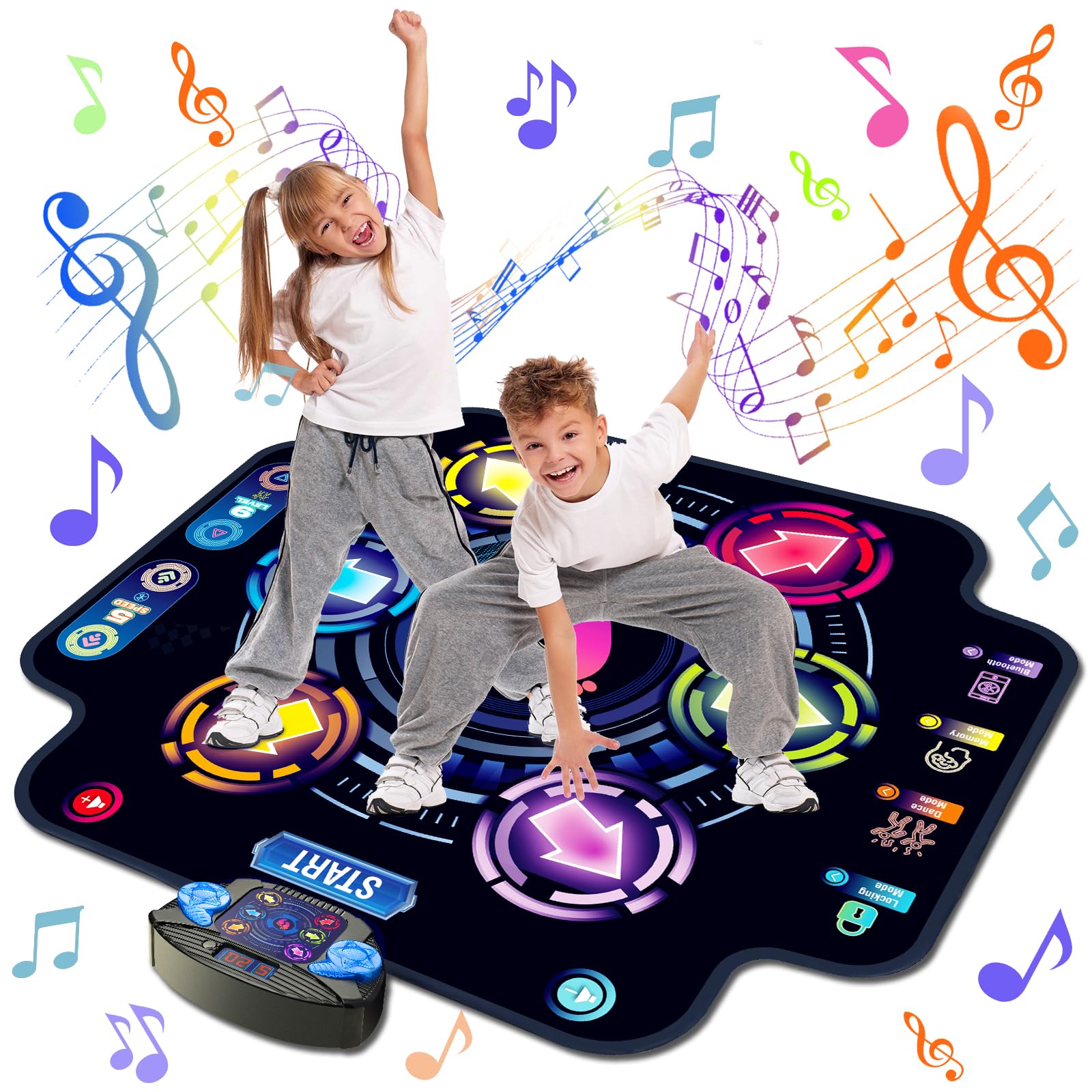 Dance Mat for Kids, Electronic Light-up Dance Pad with Bluetooth | 5 Speeds 9 Le
