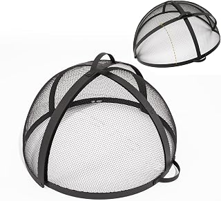 WeCooper Outdoor Fire Pit Spark Screen Cover,40Dia,Easy Access Door,Round | Ember & Spark Protection,Metal Tall Fire Mesh Screen Guard,Heavy Duty Steel Firepit Ember Lid for Backyard,Patio,orCamping