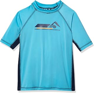 Kanu Surf Boy's Hangout UPF 50+ Sun Protective Rashguard Swim Shirt Short Sleeve Rash Guard Shirt