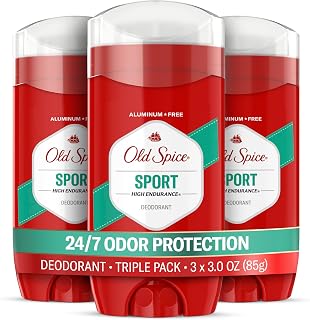 Old Spice Deodorant for Men, Aluminum Free, Sport Scent, 3.0 oz Pack of 3 | 24/7 Odor Protection | 24/7 Freshness & Long-Lasting Scent | Goes on Clean | Citrus & Amber Notes | High Endurance Collection