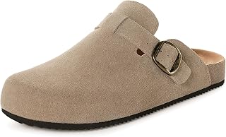 Intini Womens Mens Genuine Suede Clogs Cork Footbed Sandals with Arch Support