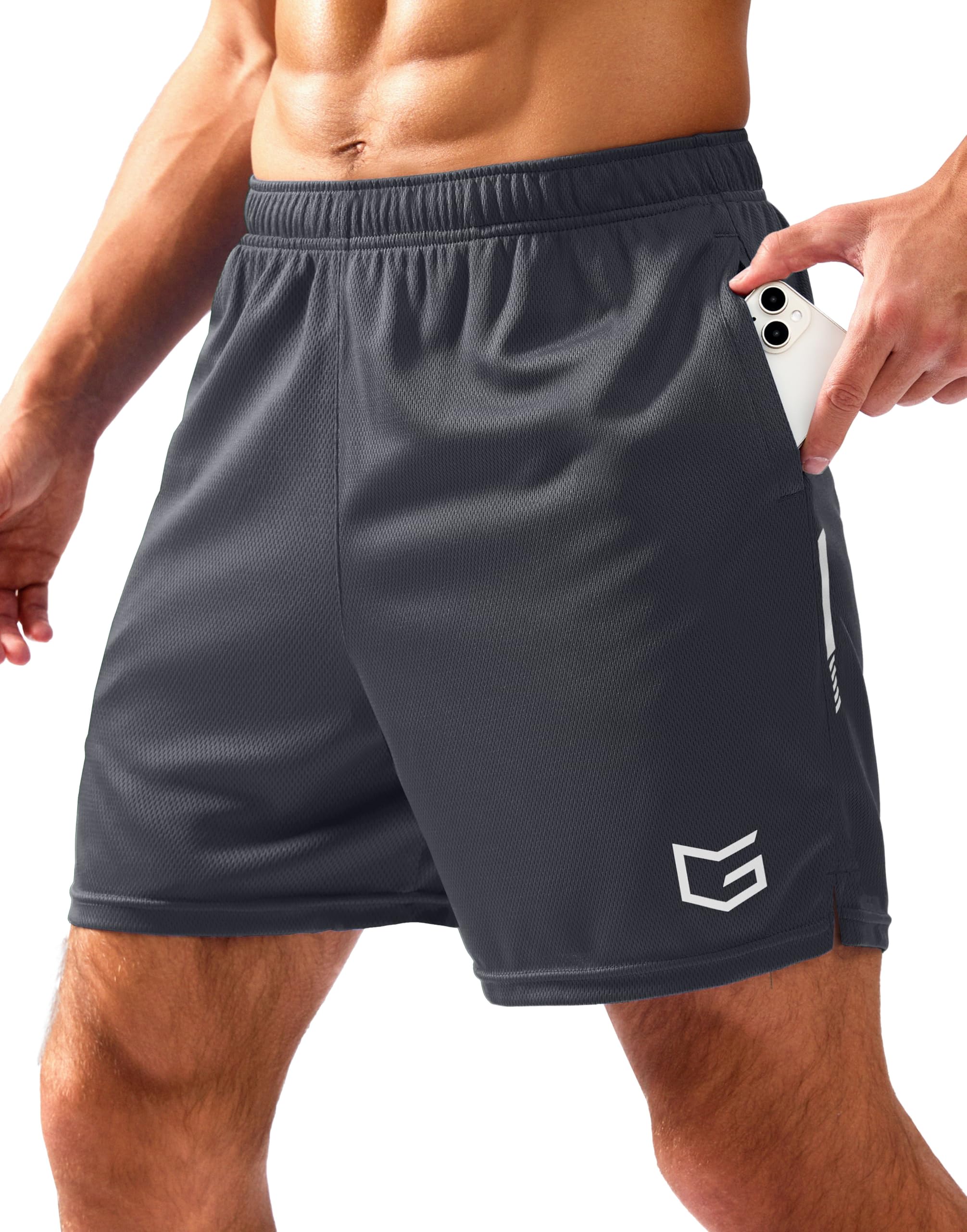 G Gradual Men's Gym Shorts 5"/7"/10" with Zipper Pockets Basketball Athletic Mes