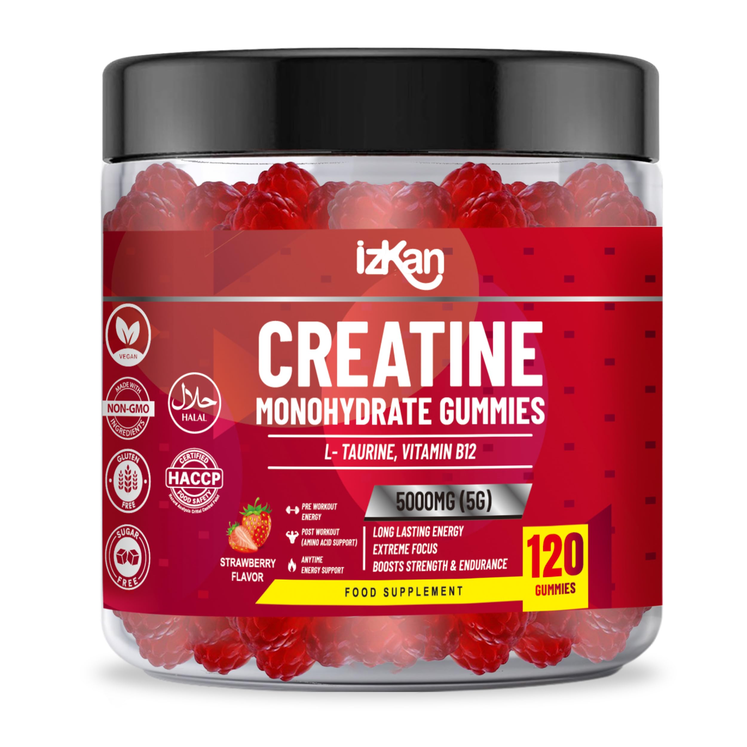 Creatine Gummies 5000mg (5G) for Men & Women - 120 Chewable Creatine Monohydrate