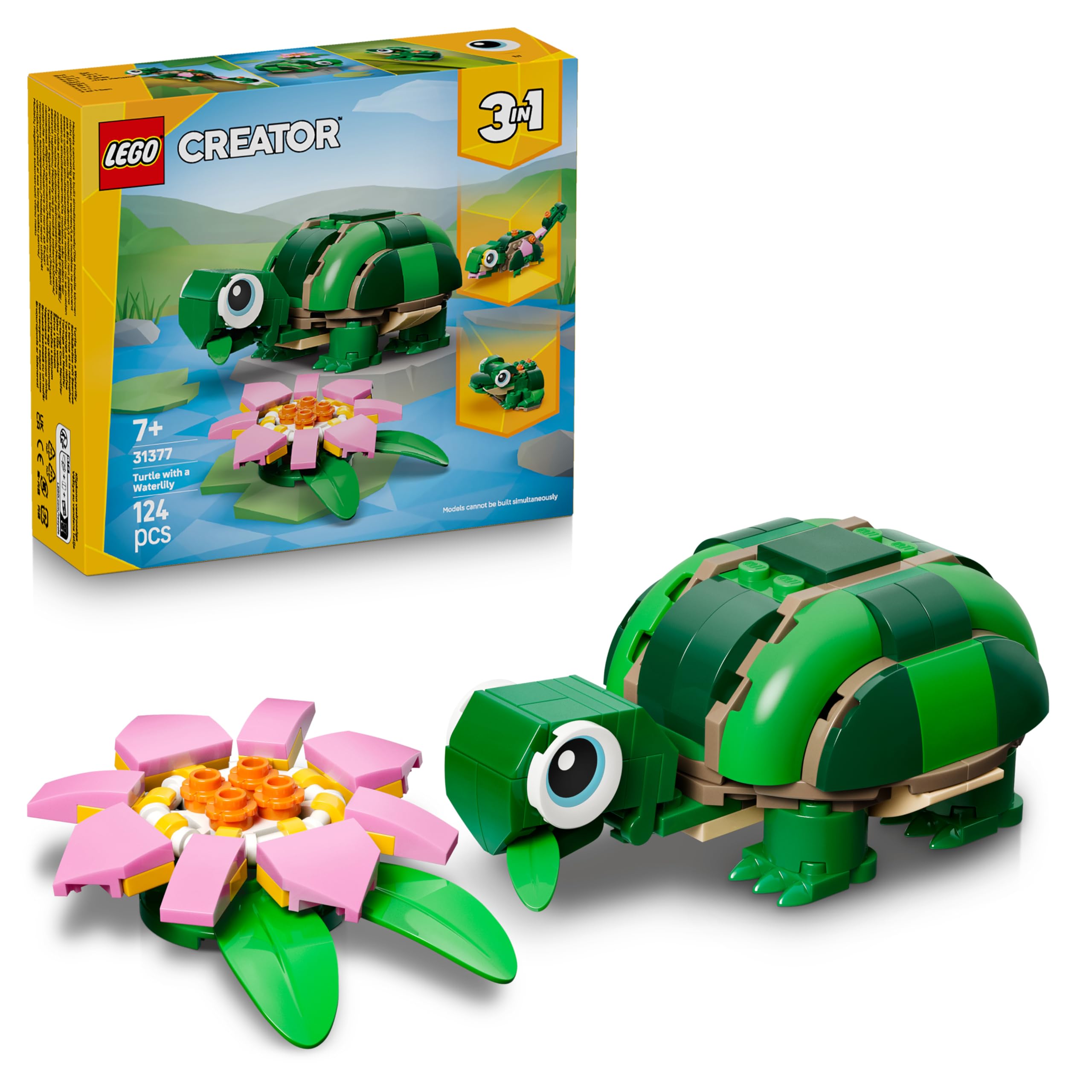 LEGO Creator 3in1 Turtle with a Water Lily Flower 31377 | Toys for 7+ Year Old G