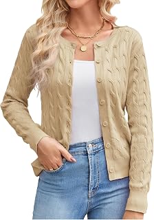 GRACE KARIN Cable Knit Cardigan Sweaters for Women Lightweight Fall Outfits
