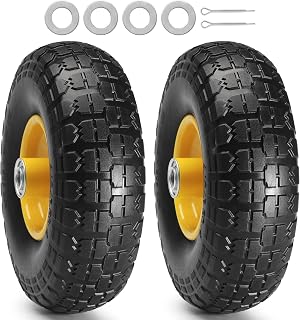 VEVOR Solid PU Run-Flat Tire Wheel, 10", 2-Pack, 400 lbs Dynamic Load, 450 lbs Static Load, Flat Free Tubeless Tires and Wheels for Hand Truck, Utility Cart, Dollies, Garden Trailers, Various Carts