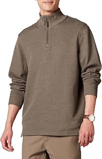 Amazon Essentials French Ribbed Sweater with Short Zip for Men