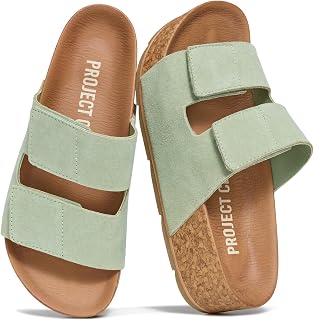 Project Cloud Women's Genuine Leather Wedge Sandals - Summer Wedge Sandals with Memory Foam Comfort Insole - Non-Slip Wedge Sandals and