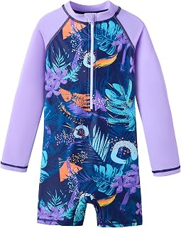 UMELOK Girls Long Sleeve Rash Guard One Piece Swimsuits with UV Protection