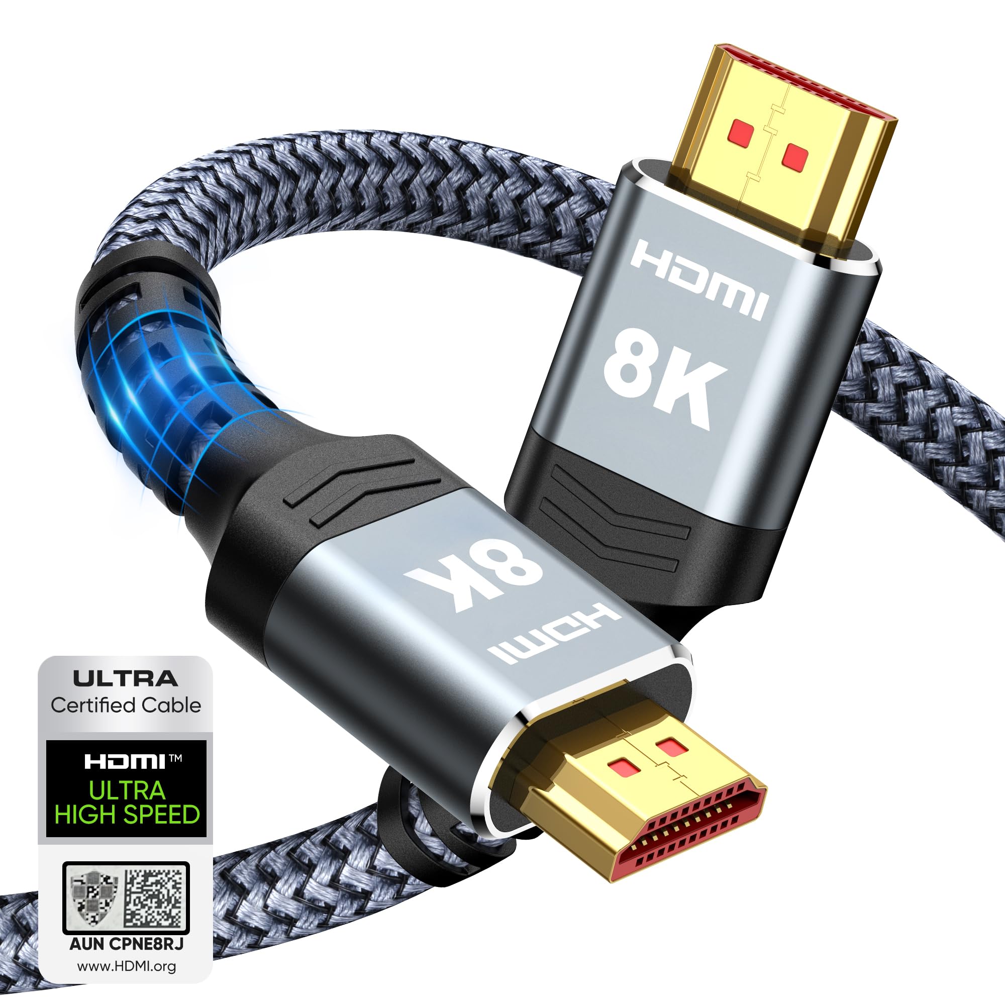 Highwings 8K 10K 4K HDMI Cable 48Gbps 6.6FT/2M, Certified Ultra High Speed | 2.1