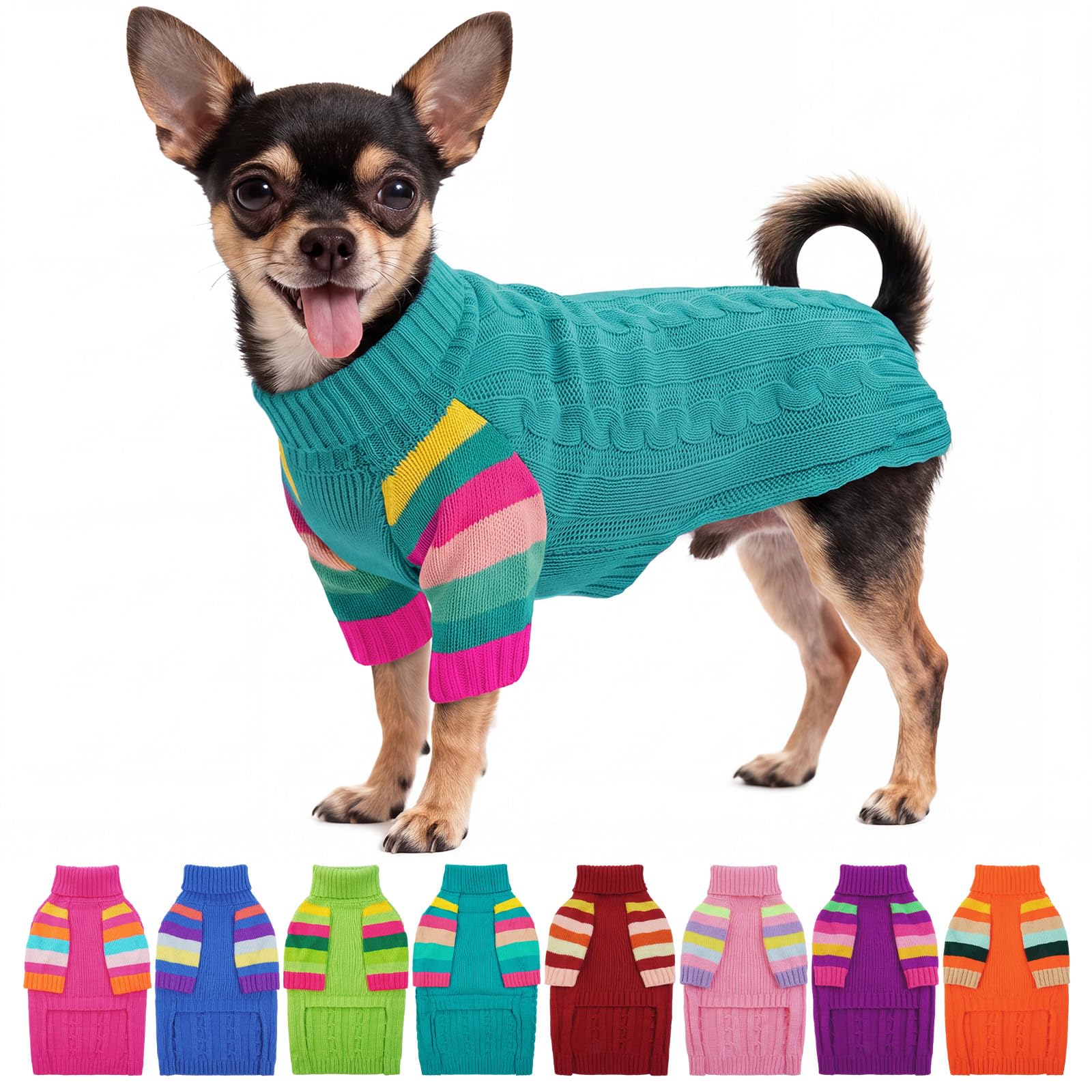 XS Dog Sweater, Turtleneck Pullover with Sleeve for Yorkie Chihuahua