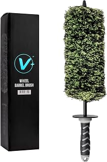 VIKING V+ Wheel Barrel Brush for Deep Wheel Cleaning, 17 Inch Length | Multi-Fiber Cleaning Brush for Car Detailing Kit, Clean Exhaust Tips, Wheels, and Rims, Black and Green