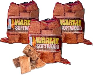 Softwood Firewood Logs 75L Kiln Dried Logs - Ready to Burn Easy to Light Density - 3 x 25 Litre Nets Soft Wood for Outdoor Open Fire Pits Wood Burners Coal Stoves Log Burners