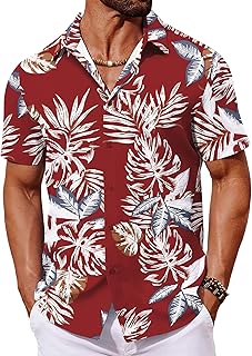 COOFANDY Mens Hawaiian Shirt Short Sleeve Button Down Shirts Tropical Floral Summer Beach Shirts