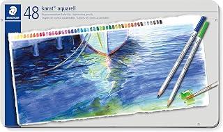 Staedtler Karat Aquarell 125 Professional Watercolour Pencils Tin - Assorted Colours (Set of 48)