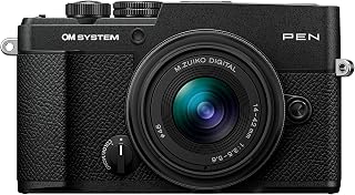 OM SYSTEM Pen Black w/M.Zuiko 14-42mm F3.5-5.6 III Mirrorless Camera Compact Weather-Sealed Creative Profile 4K Video AI Autofocus Image Stabilization for Everyday and Travel Photography.
