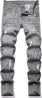 XIMXIMMTIAN Mens Slim Fit Stretch Ripped Biker Jeans for Men Fashion Straight Comfortable Flexible Waist Casual Denim Pants