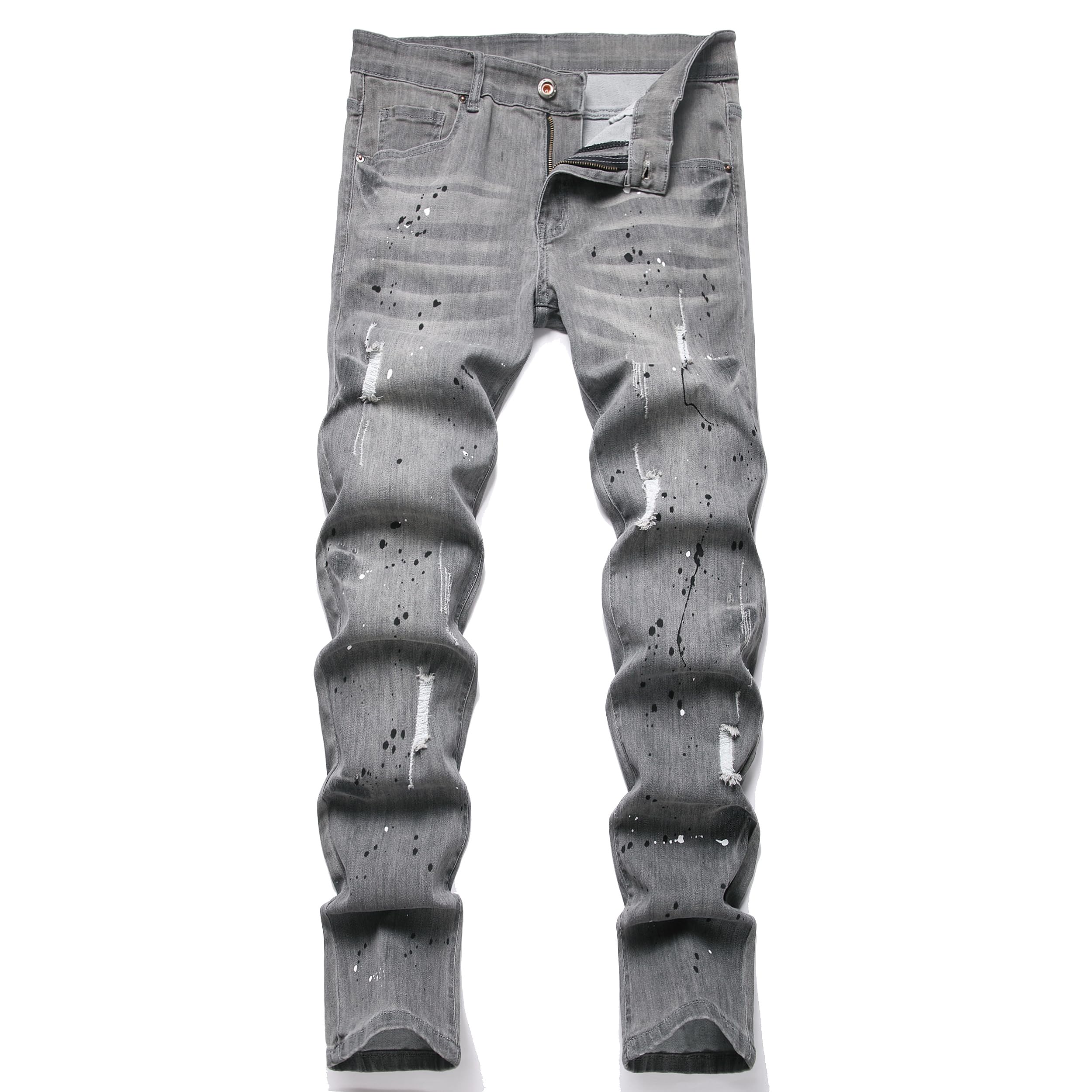 XIMXIMMTIAN Mens Slim Fit Stretch Ripped Biker Jeans for Men Fashion Straight Co