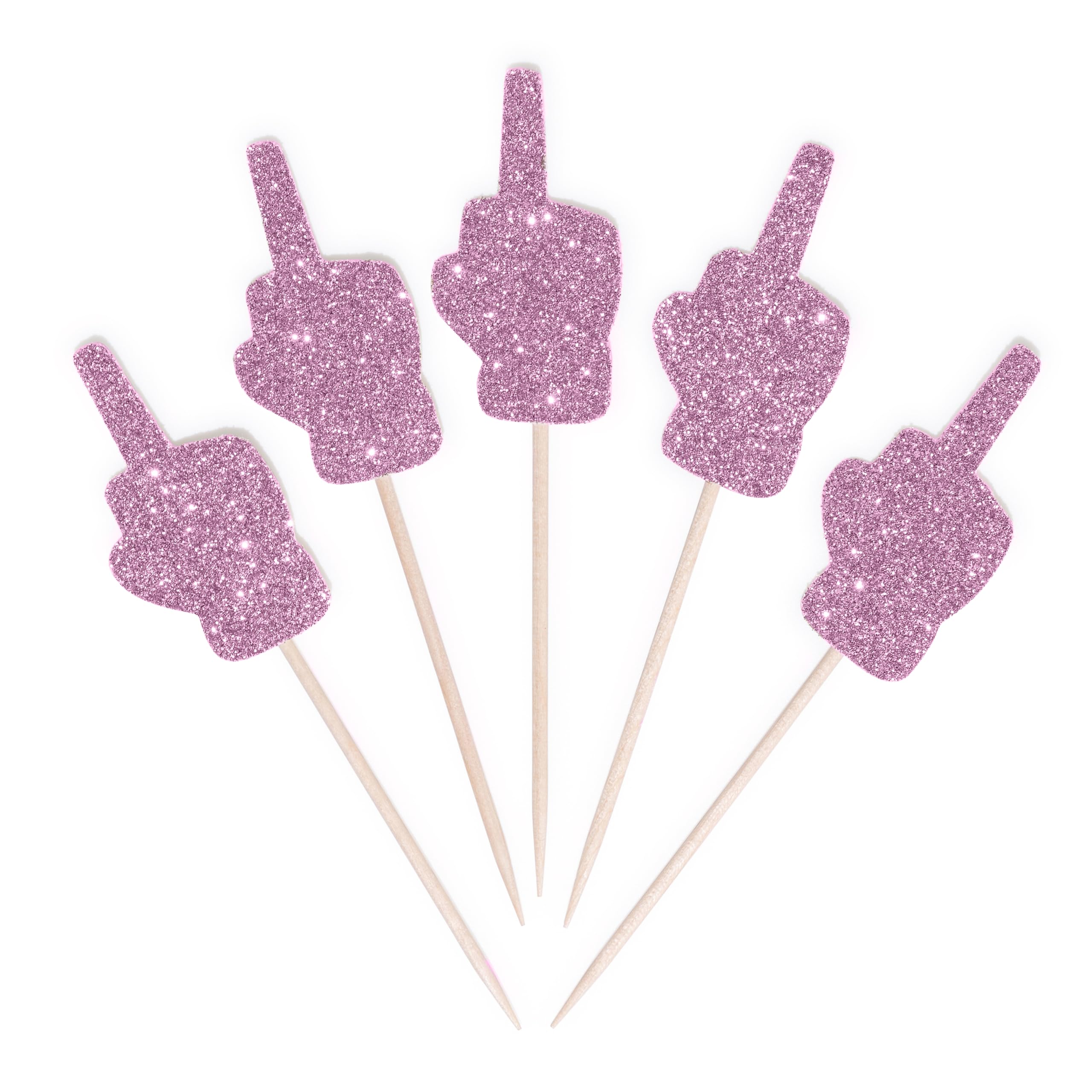 12 Glitter Middle Finger Cupcake Toppers - Funny Bachelorette Party Decorations,