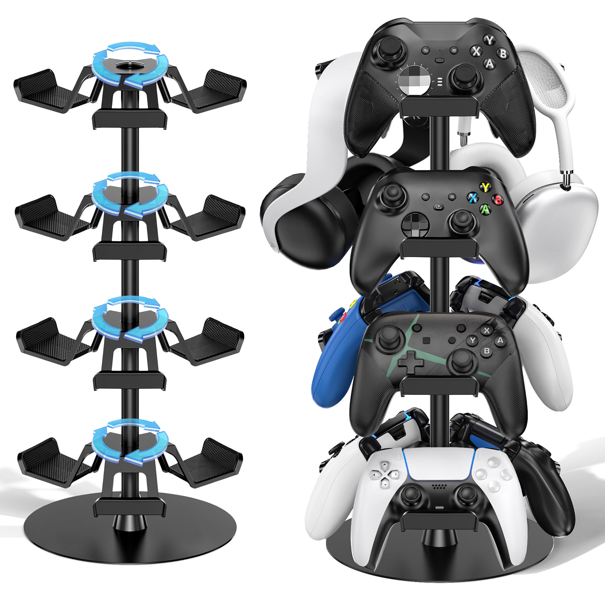 Headset Stand 4 Tiers for Desk, Rotatable Gaming Controller Stand for PS5/PS4/Xb