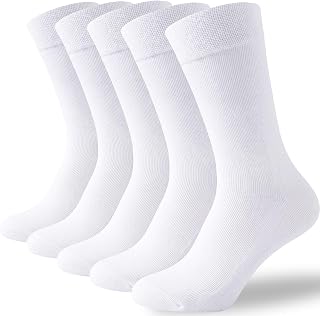 VoJoPi Mens Cotton Socks 5/10 Pairs, Breathable Crew Dress Socks