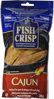 Fish Crisp Seasoned Coating Mix, Cajun, 340 g | Savoury & Smoky, Pan or Deep Fry, Coats Up to 6.8 lbs, Resealable Pouch, No Artificial Colours or Flavours, Kosher