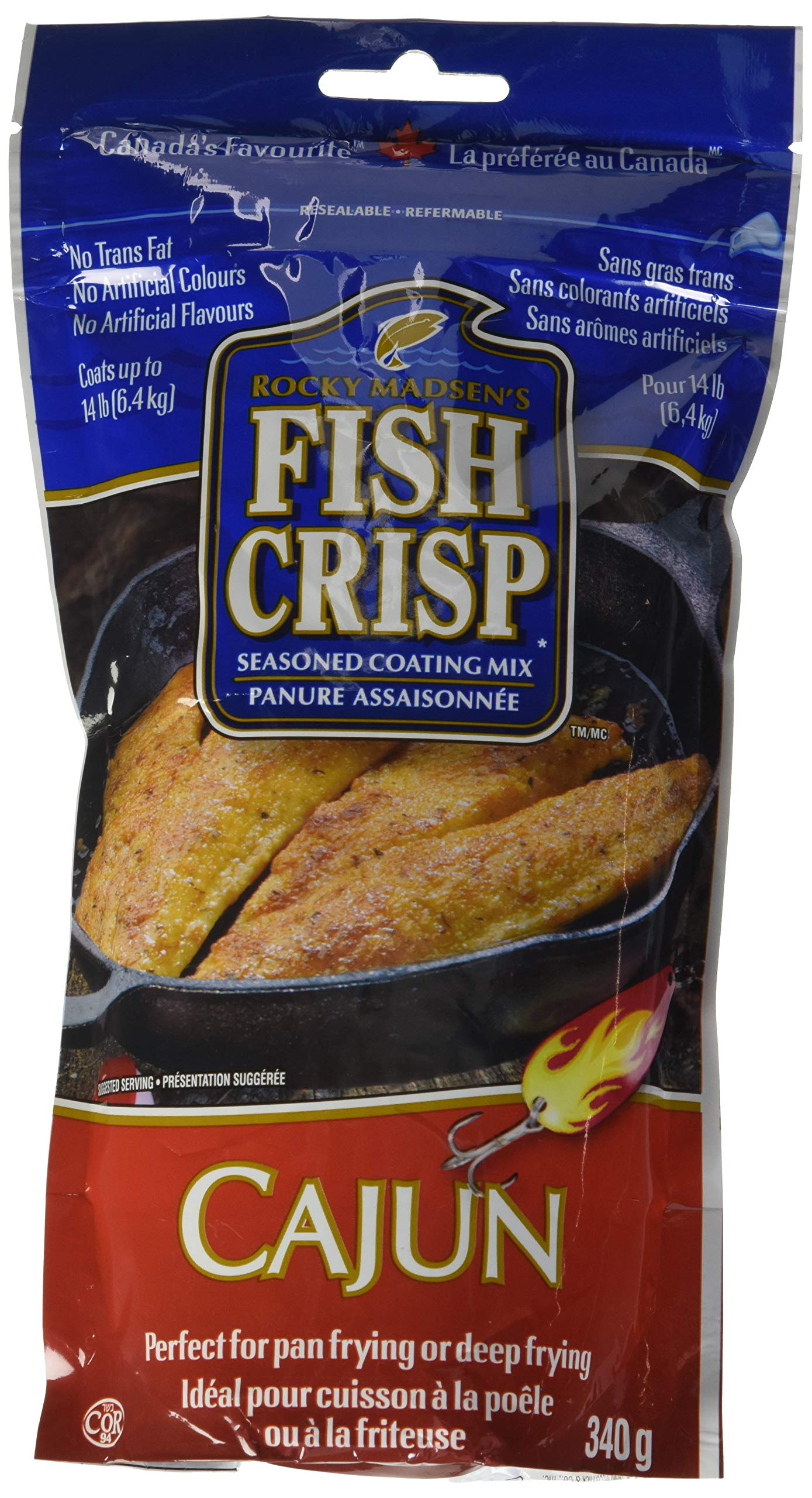 Fish Crisp Seasoned Coating Mix, Cajun, 340 g | Savoury & Smoky, Pan or Deep Fry