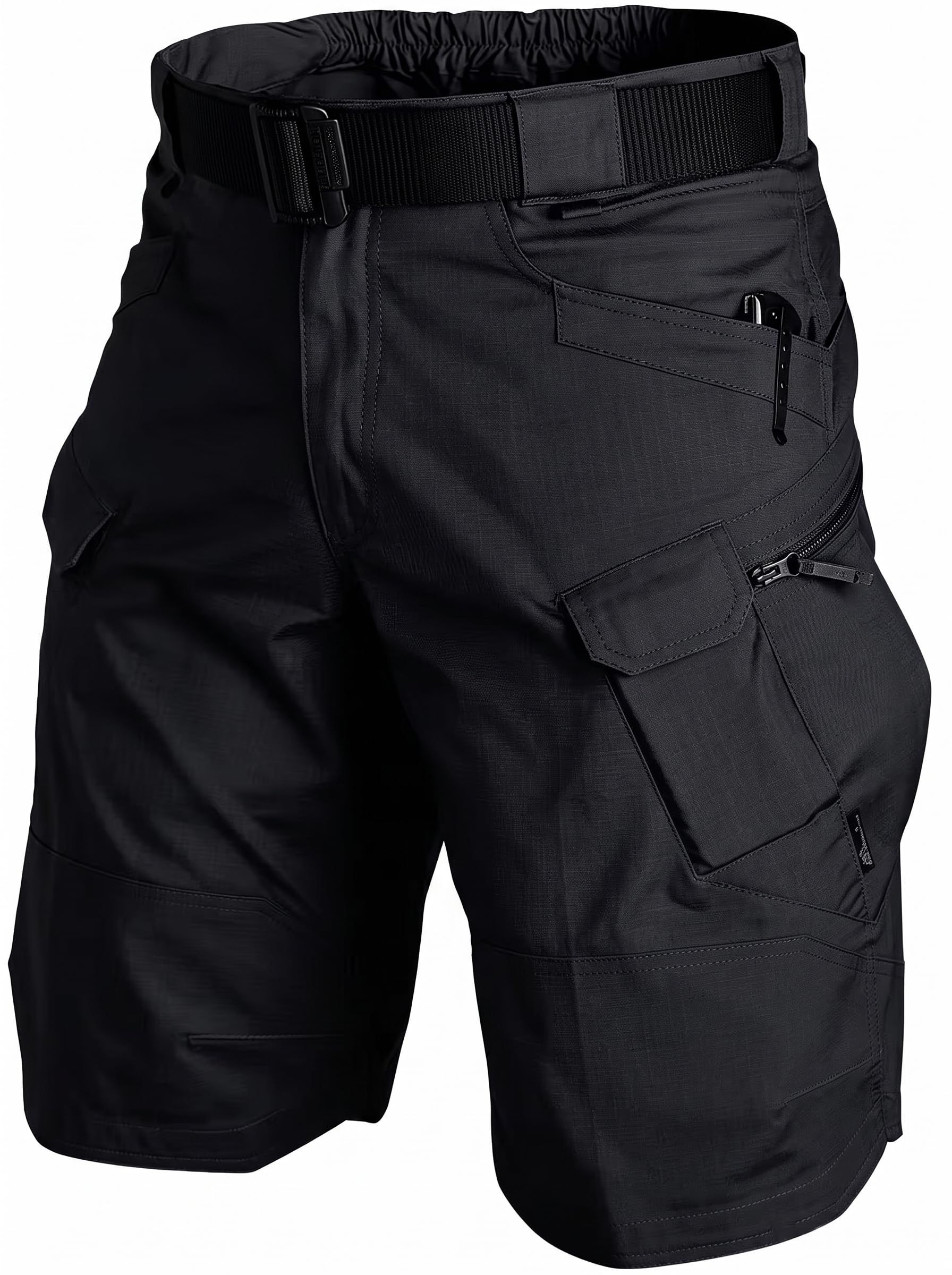 Tactical cargo shorts for men: heavy duty tear resistant fabric with multiple zi
