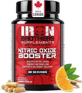 Iron Brothers Nitric Oxide Supplement for Men & Women | Pre-Workout Booster for Supporting Muscle Pump, Blood Flow & Endurance | L-Arginine, L-Citrulline & Pine Bark Extract | 120 Vegan Capsules