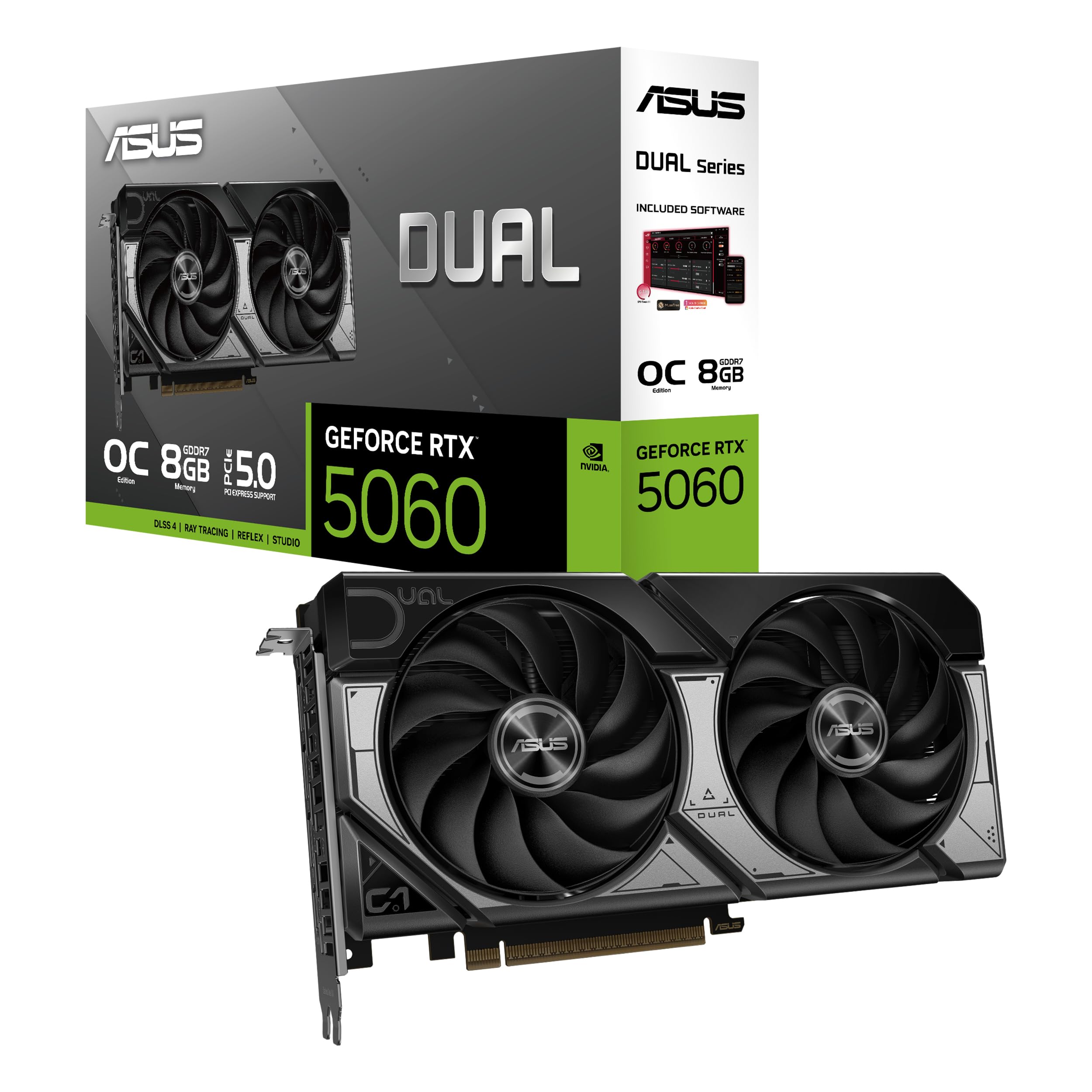ASUS Dual GeForce RTX 5060 8GB GDDR7 OC Edition (PCIe 5.0, 8GB GDDR7, DLSS 4, HD