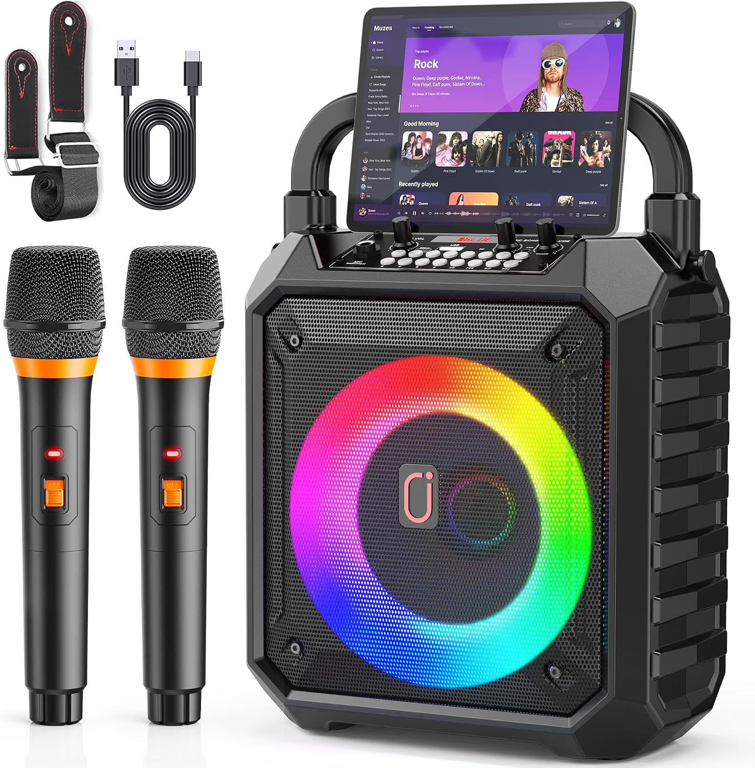JYX Karaoke Machine for Adult with 2 Wireless Microphones, 6.5" Subwoofer | Zero