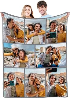 Custom Blankets with Photos Personalized Picture Collage Throw Blankets for Family Mom Dad Girlfriend Boyfriend Wife Husband Birthday Valentines Day Christmas Blankets Gifts