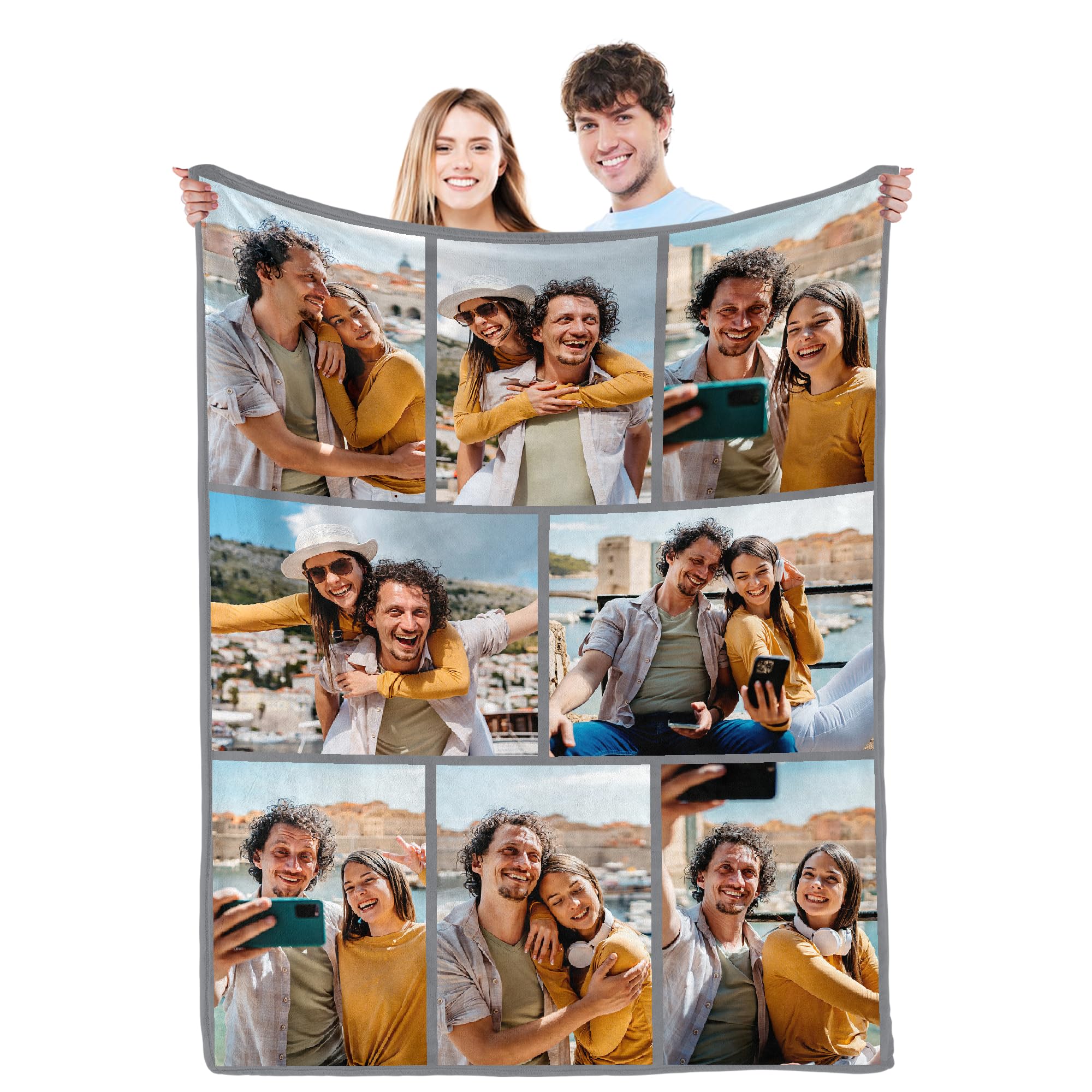 Custom Blankets with Photos Personalized Picture Collage Throw Blankets for Fami