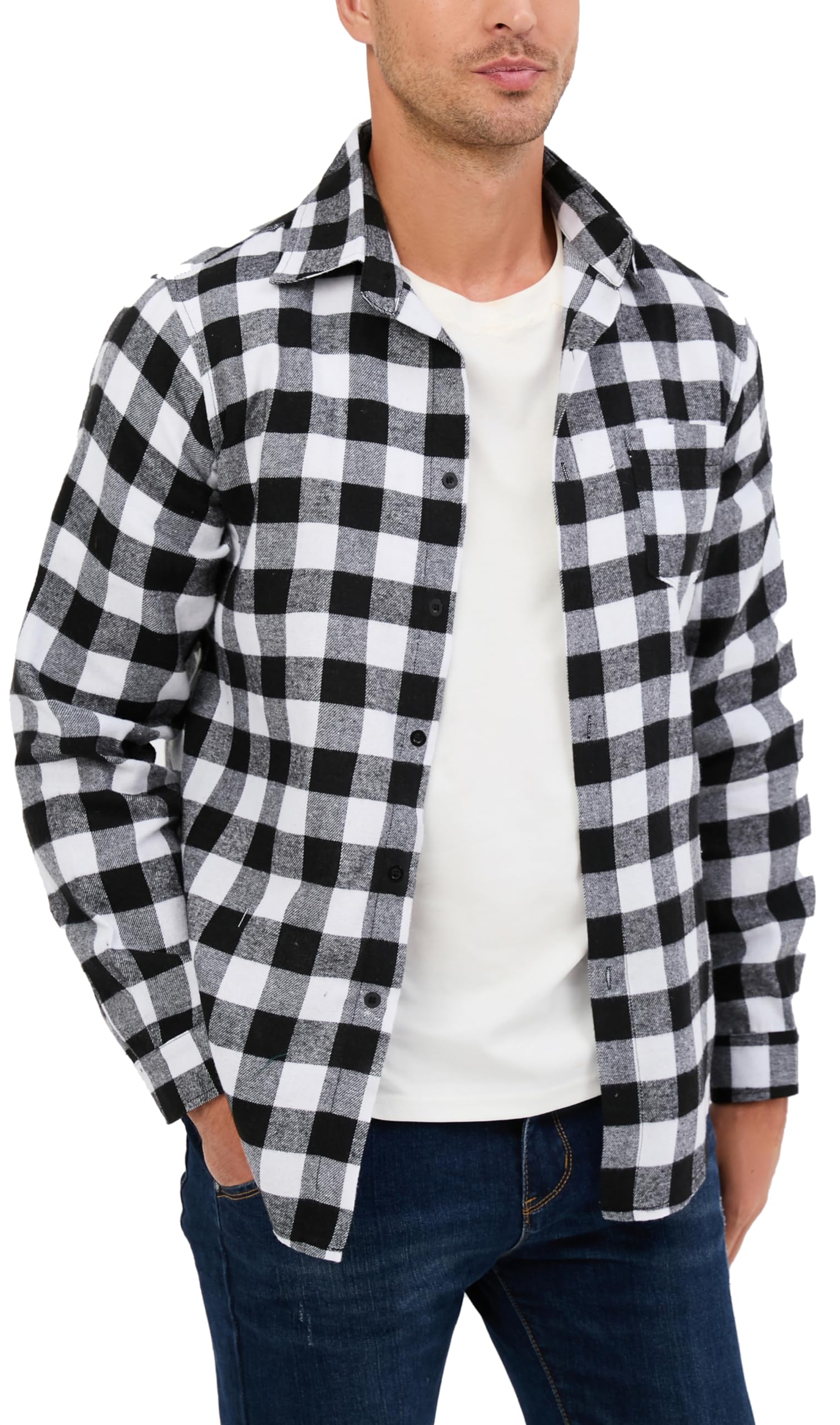 Men's Long Sleeve Cotton Plaid Shirts