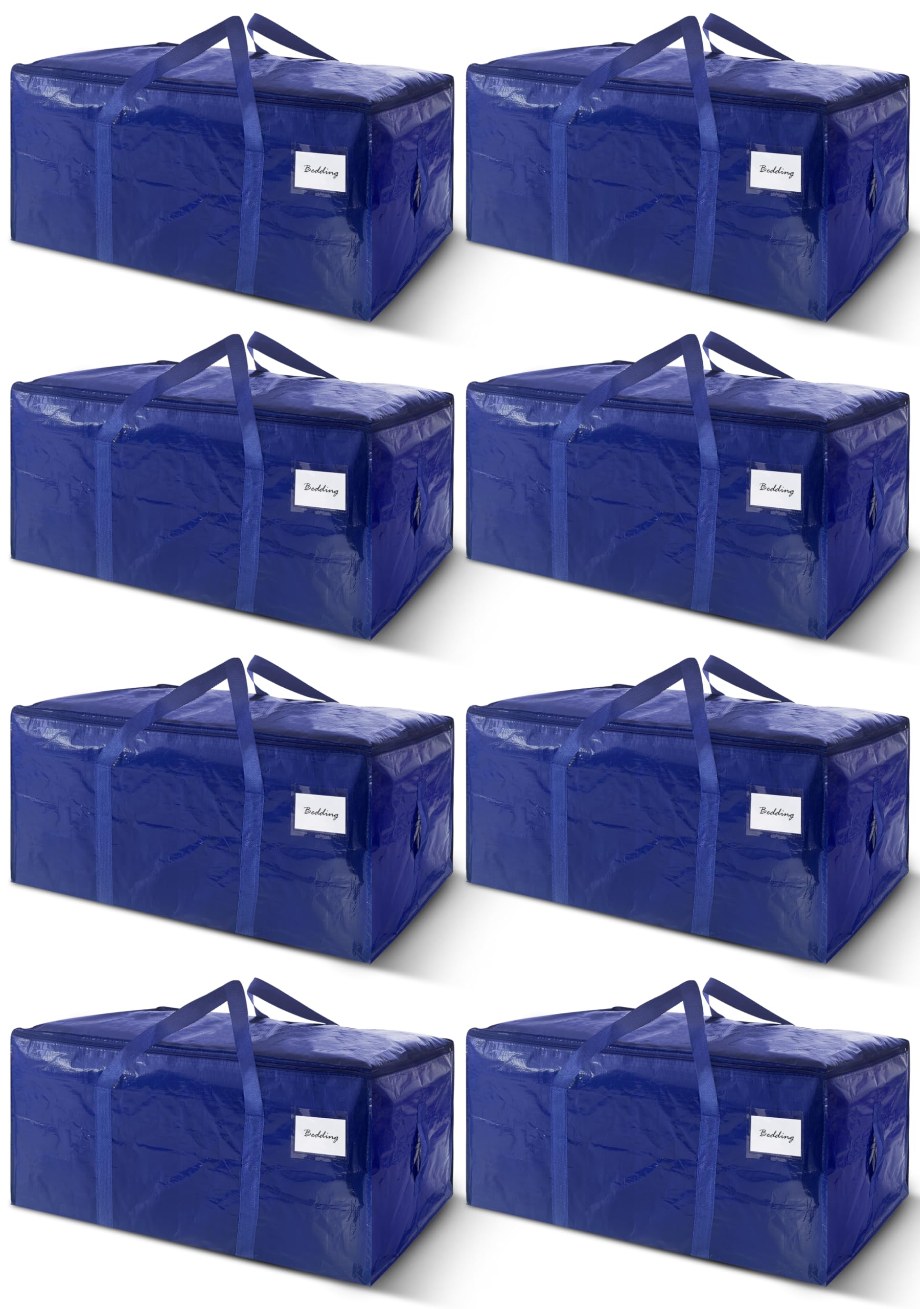 8 Pack Extra Heavy Duty Large Moving Bags with Strong Zipper & Carrying Handles,