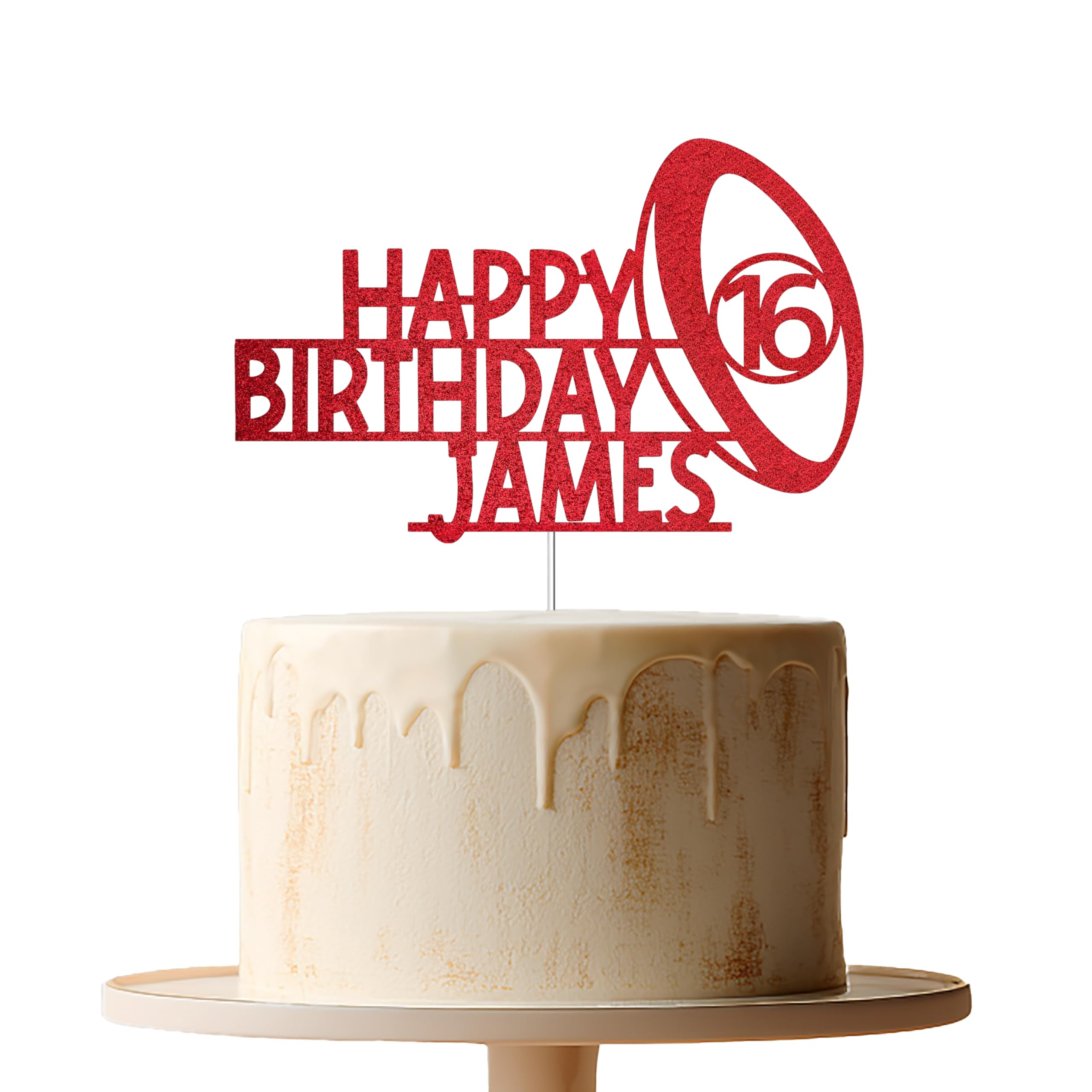 Personalised Rugby Ball Cake Topper – Happy Birthday Name Cake Decoration – Rugb