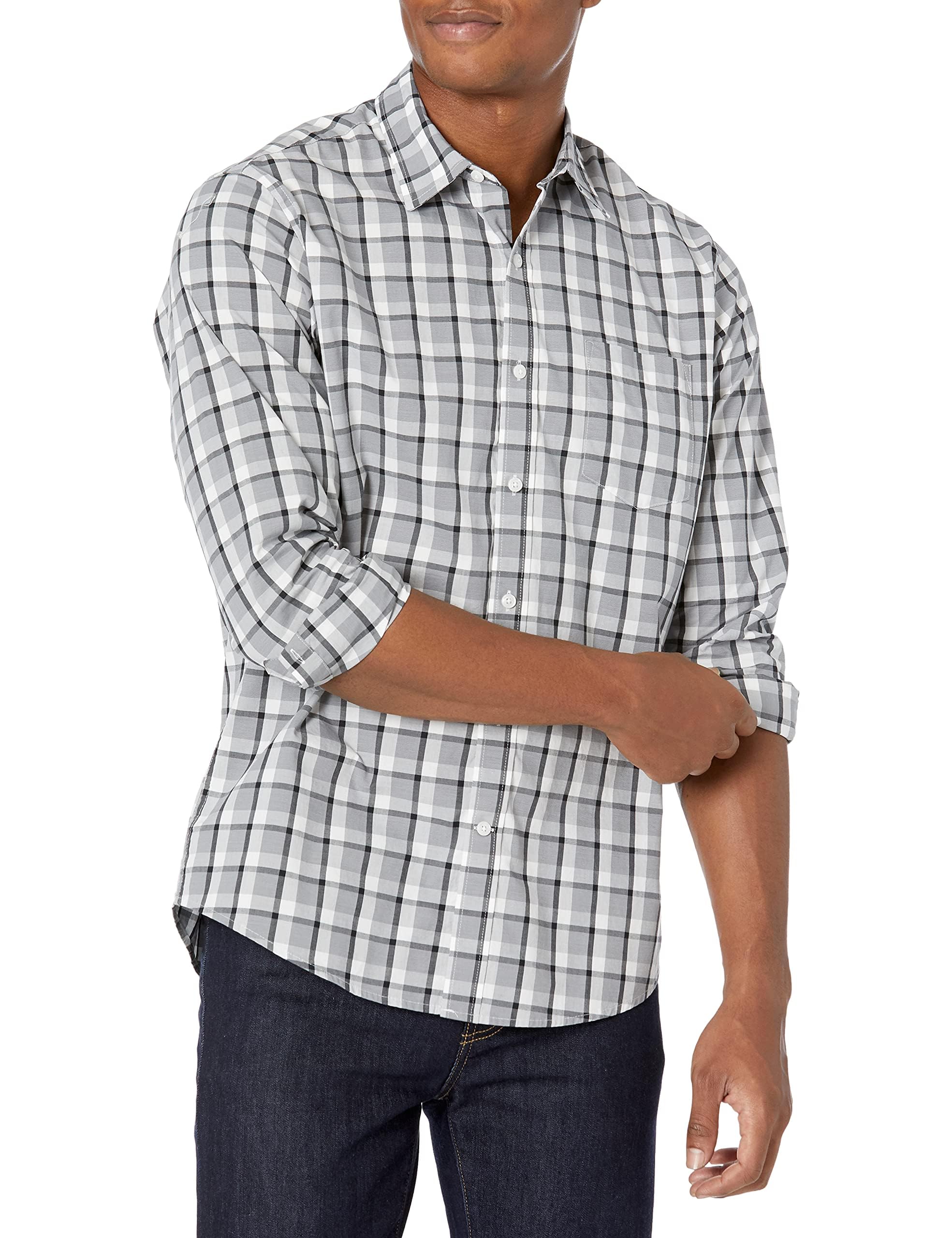 Amazon Essentials Men's Long Sleeve Casual Poplin Shirt