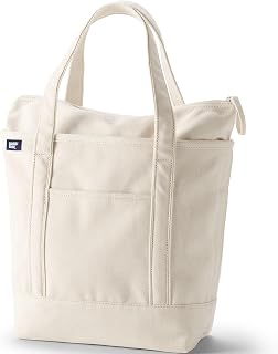 Lands' End Borsa tote in tela con zip, Naturale/Naturale, Medium
