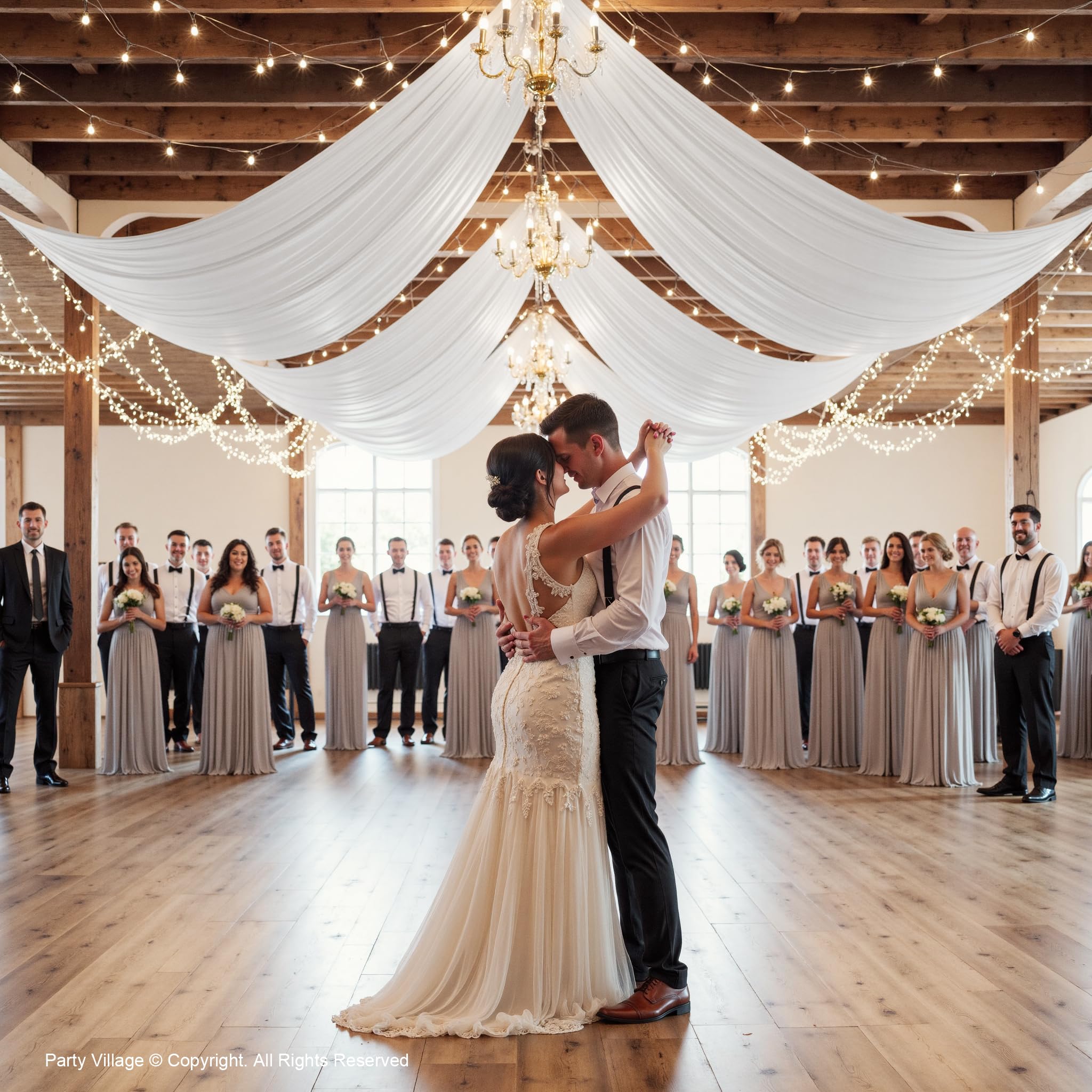 2 Panels 5ft(W) x 20ft(L) White Ceiling Drapes for Wedding Parties