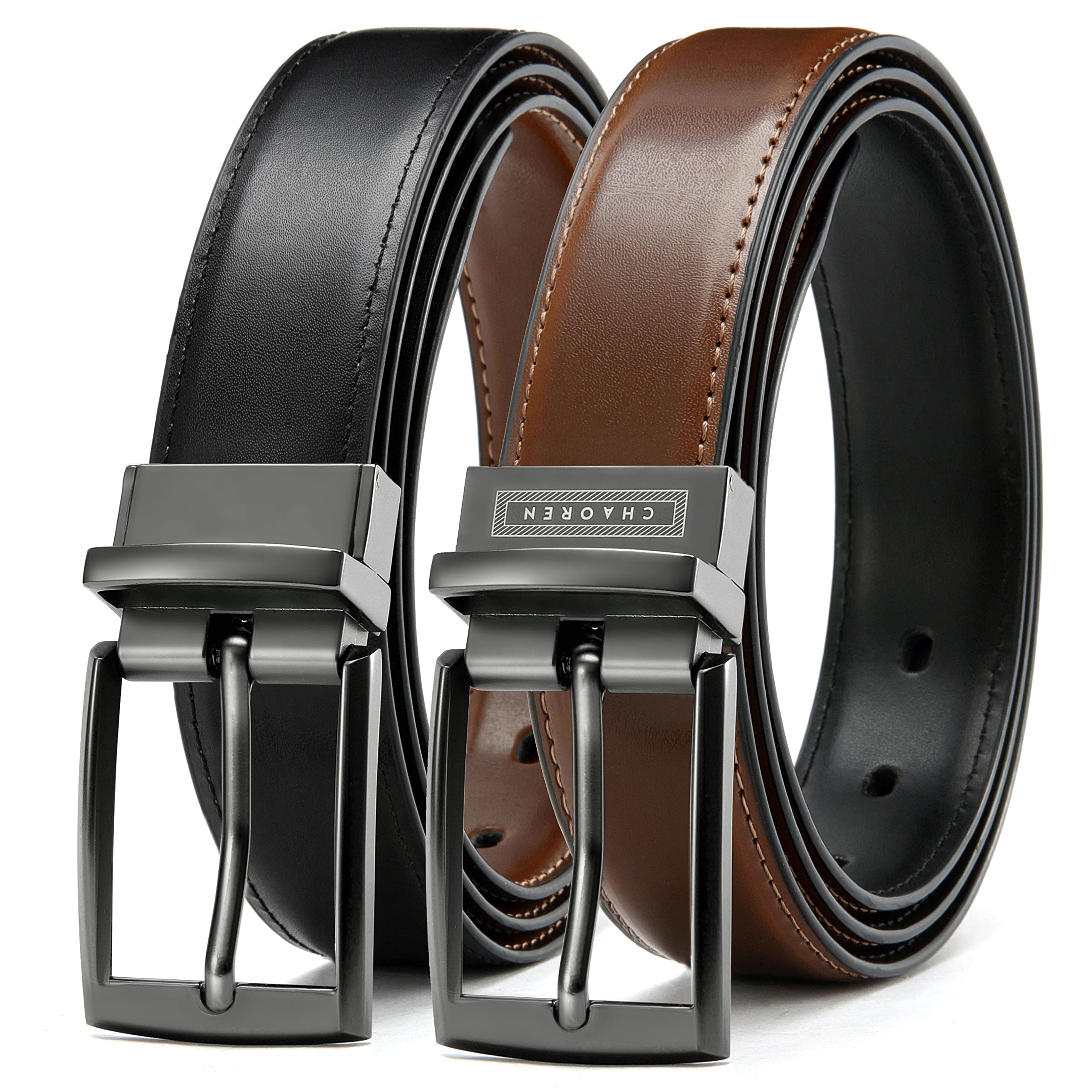 CHAOREN Kids Belt - 1 1/4" Leather Dress Reversible Boys Belt for Youth | 1 Belt
