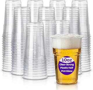 We Can Source It Ltd – 1000 x Clear Strong Plastic Half Pint Cups - 10oz Disposable Beer Glasses Tumblers – 284ml BPA-Free Plastic Cocktail Glasses with CE Marking – Recyclable Tumblers for Parties
